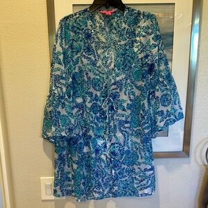Blue Floral Sheer Kimono